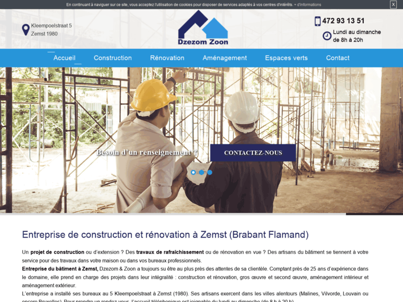 Screenshot du site : Trouvez votre entreprise de construction à Zemst