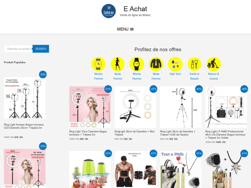 Screenshot du site : E Achat Site d achat en ligne Maroc vente solde
