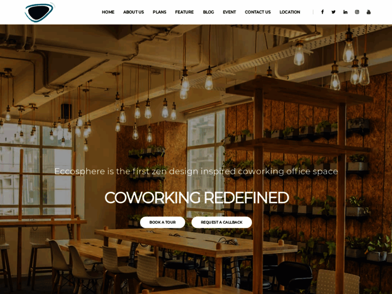 Site screenshot : Eccosphere- The Coworking Sanctuary