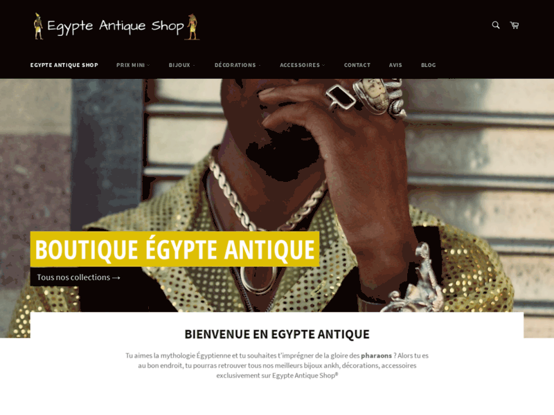 Screenshot du site : Boutique de bijoux égyptiens & Décorations murales