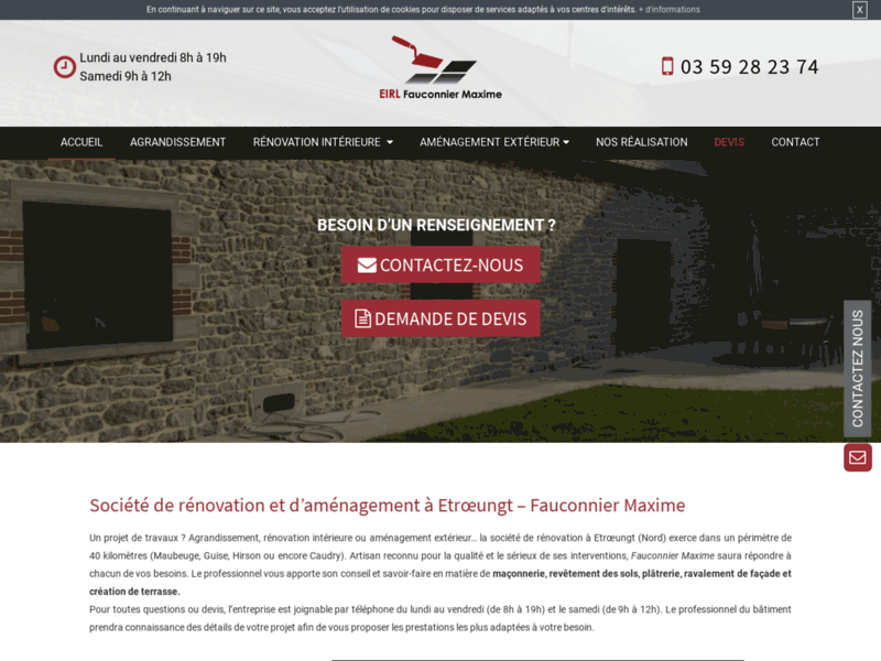 Screenshot du site : Société de ravalement de facade à Étrœungt