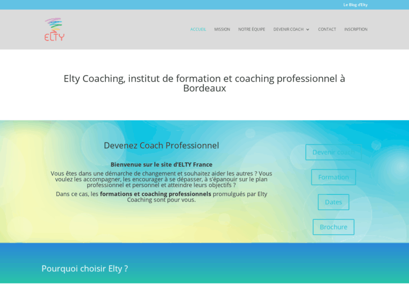 Screenshot du site : Prévention risques psychosociaux - Elty Coaching