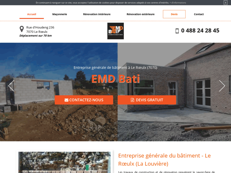 Screenshot du site : Rénovation extérieure à La Louvière - EMD Bati