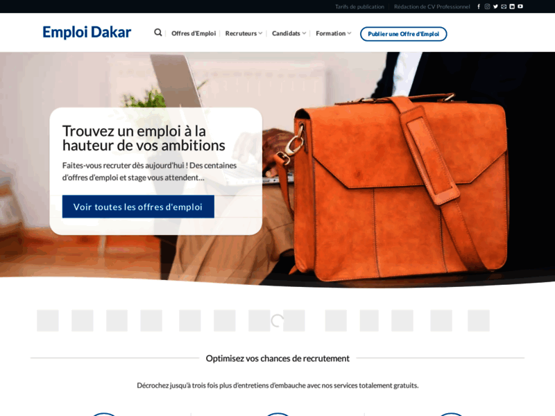 Screenshot du site : EmploiDakar.com - Emploi en Afrique