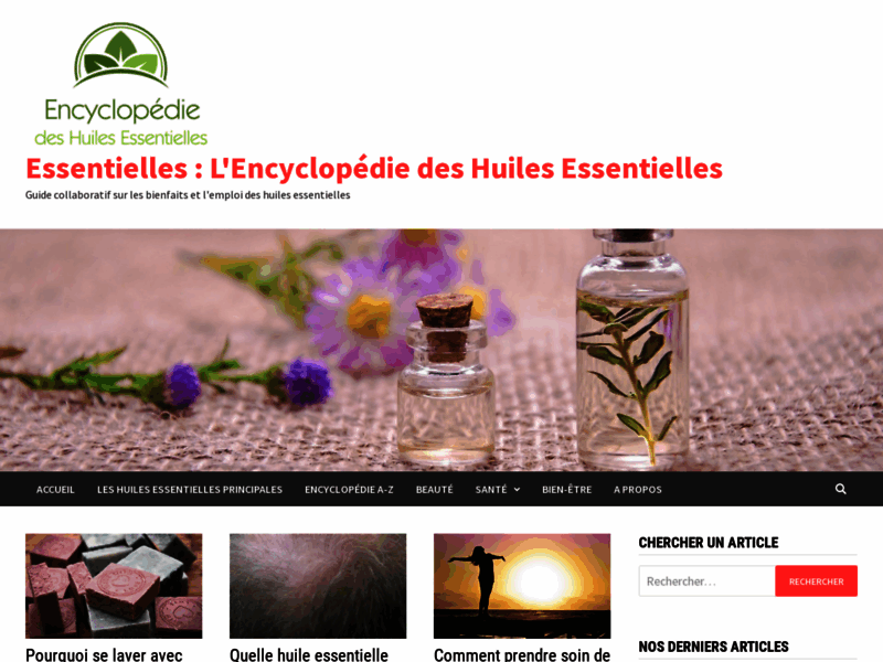 Screenshot du site : Encyclopédie des Huiles Essentielles
