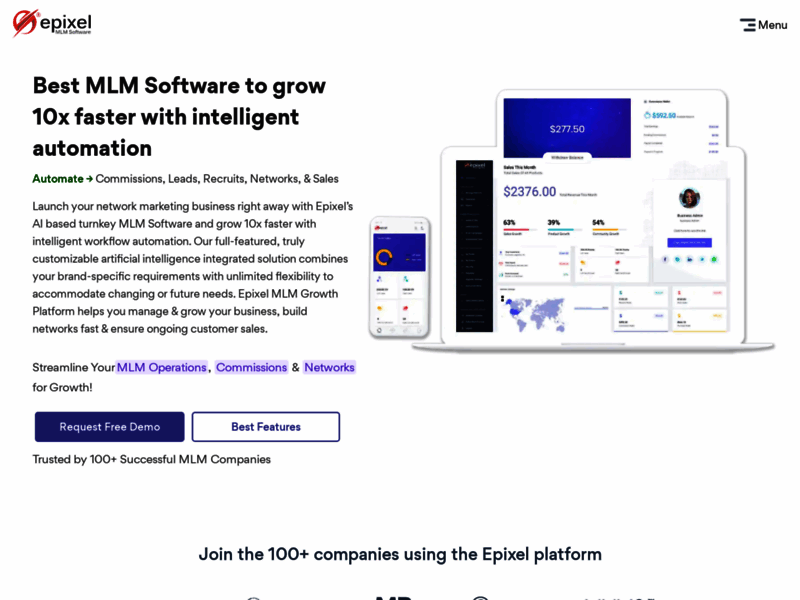Website's screenshot : Epixel MLM Software