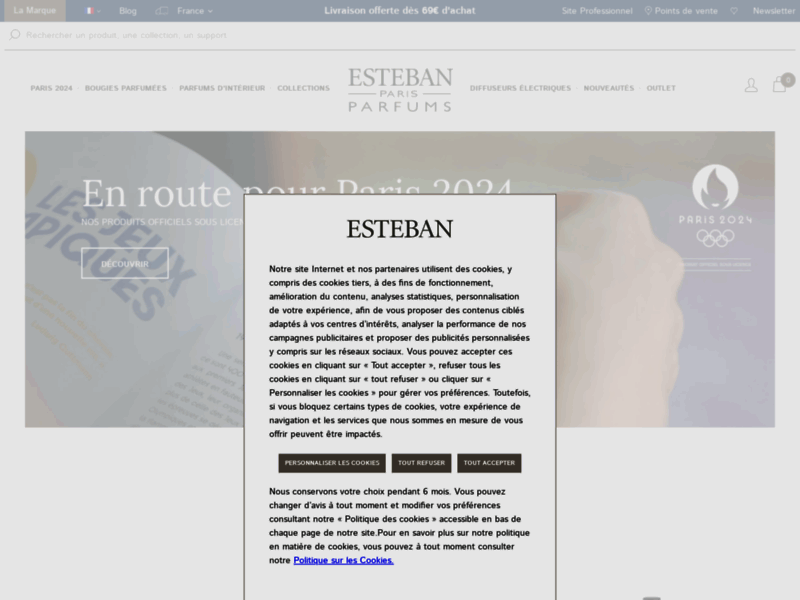 Screenshot du site : Esteban et l'art du parfum