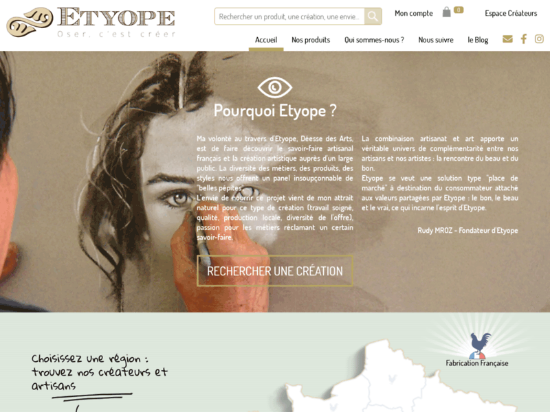 Screenshot du site : Etyope : Oser, c'est créer