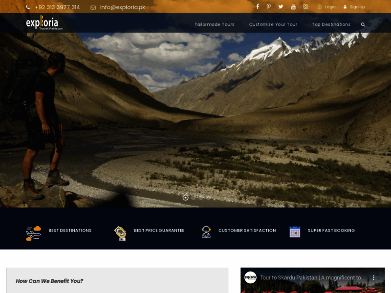 Site screenshot : Exploria tour and travel company