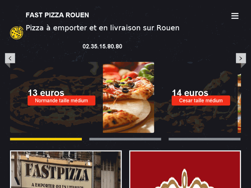 Screenshot du site : Pizza Rouen