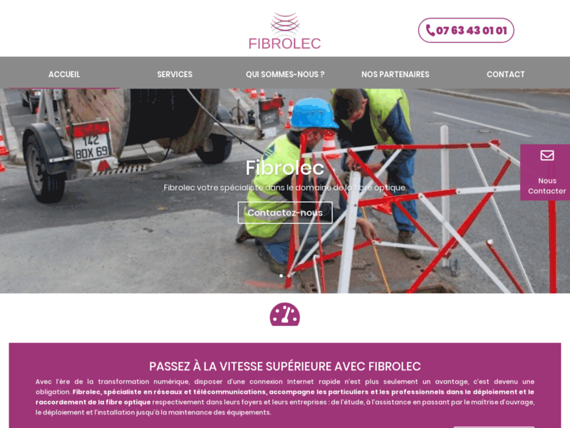 Screenshot du site : Fibrolec : spécialiste dans le domaine de la fibre