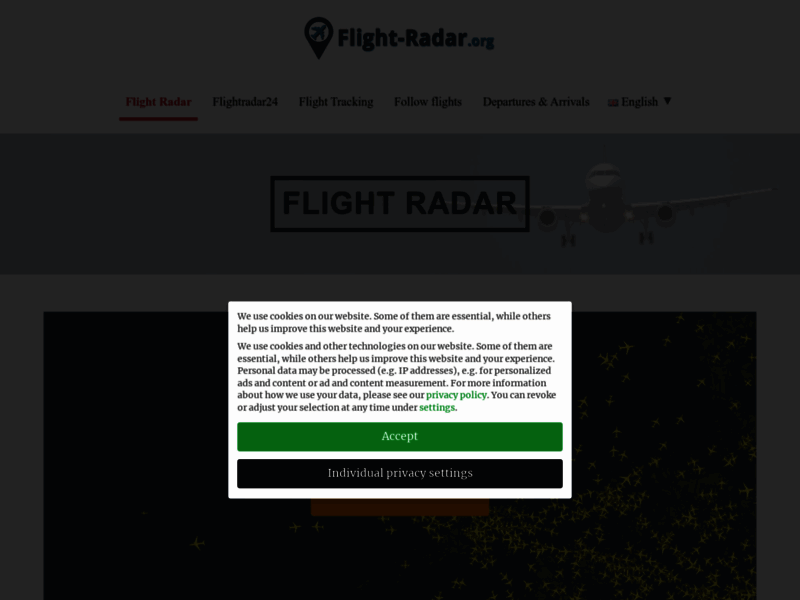 Screenshot du site : Flightradar