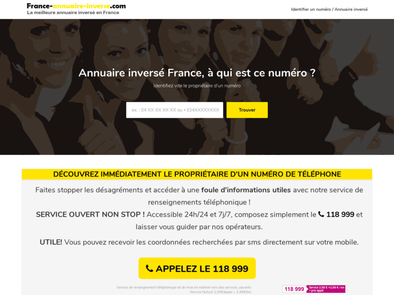 Screenshot du site : Annuaire inversé France, à qui est ce numéro ?