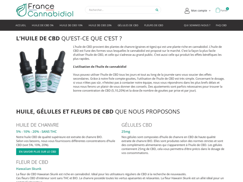 Screenshot du site : France Cannabidiol