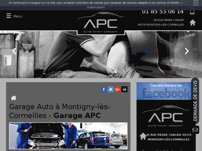 Screenshot du site : APC, meilleur Garage carrosserie à Herblay