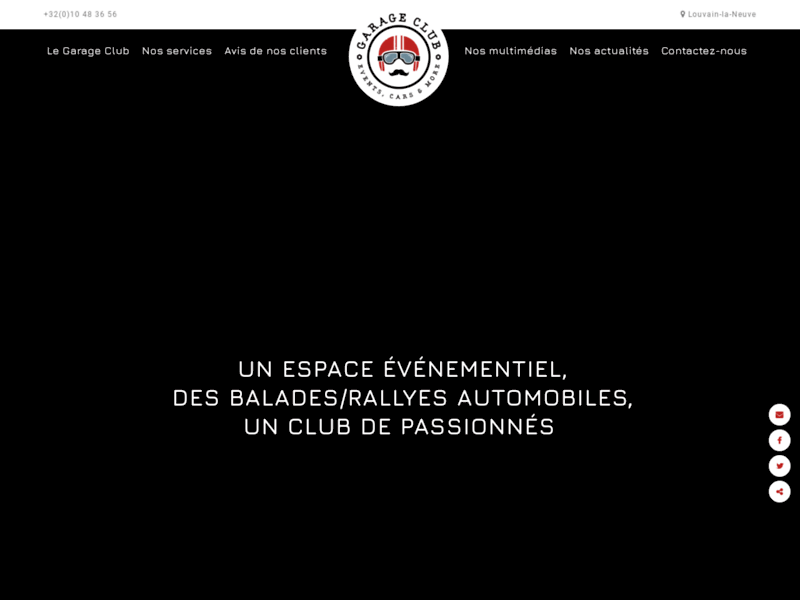 Screenshot du site : Le Garage Club