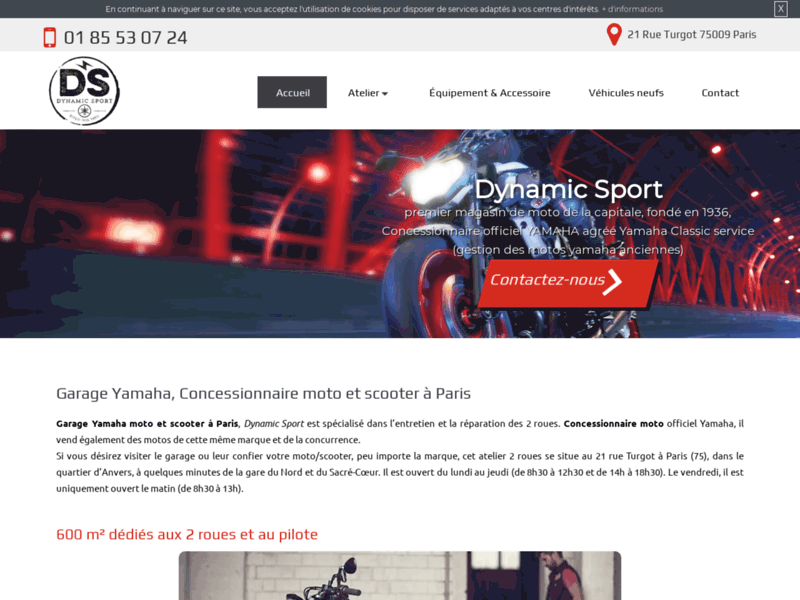 Screenshot du site : Scooter Yamaha à Paris - Dynamic Sport