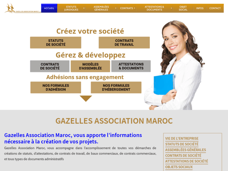 Screenshot du site : Gazelles Association Maroc : Auto entrepreneur