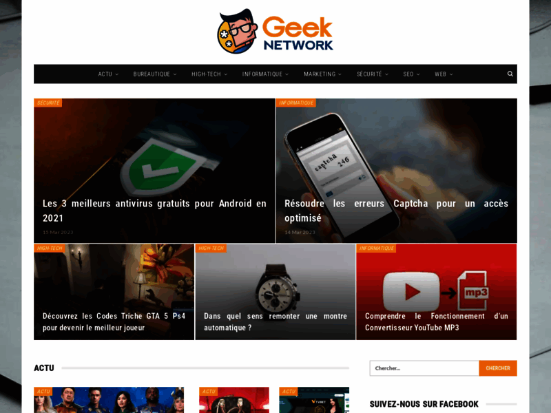 Screenshot du site : geeknetwork