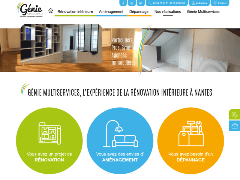 Screenshot du site : Génie Multiservices : entreprise rénovation Nantes
