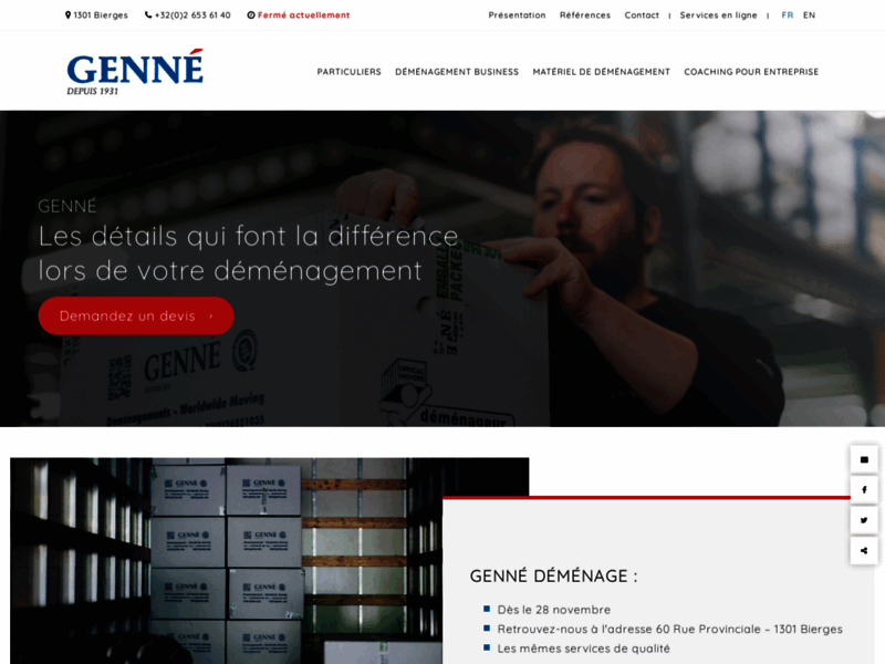 Screenshot du site : Maison Genné