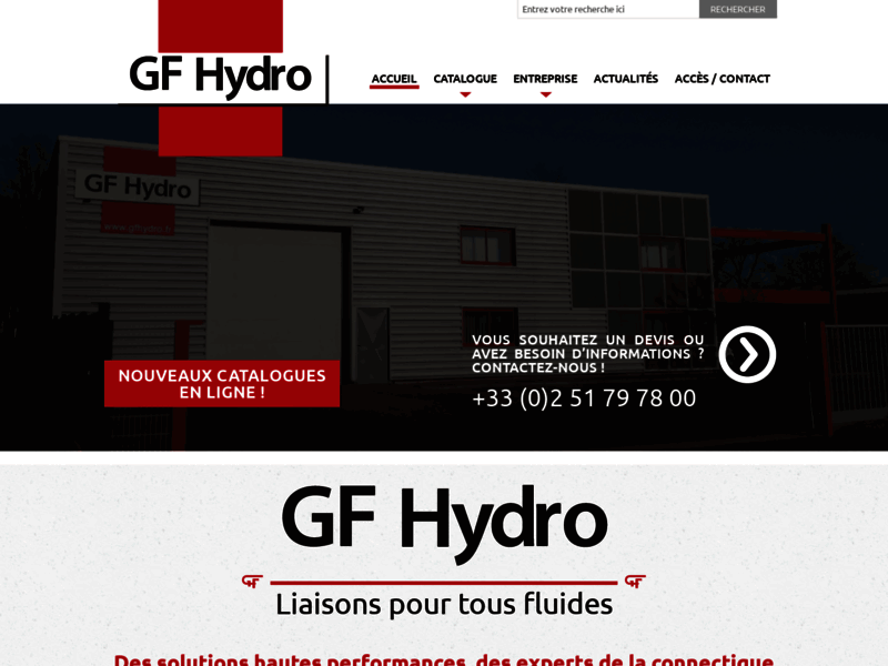 Screenshot du site : GF Hydro : tuyaux industriels hydraulique