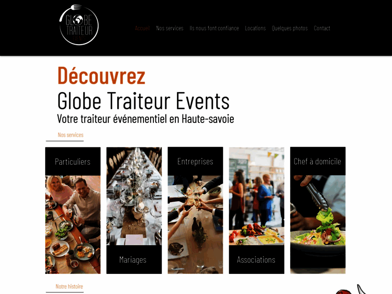 Screenshot du site : Globe Traiteur Events