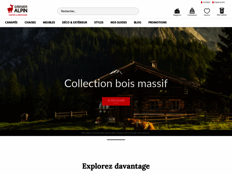 Screenshot du site : Grenier Alpin: Meuble en bois et déco montagne