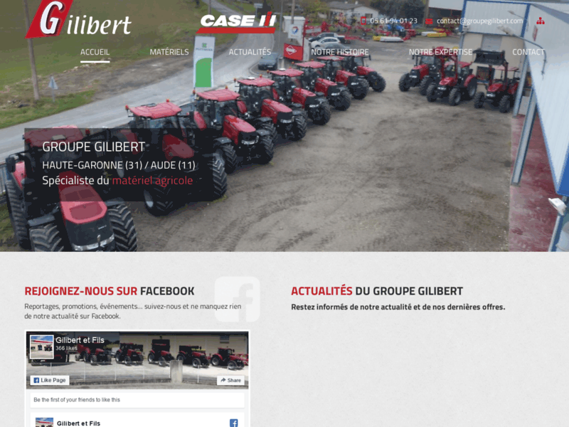 Screenshot du site : Matériels Agricoles Groupe Gilibert (31230)