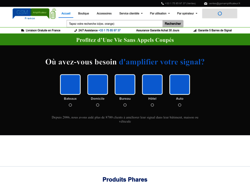 Screenshot du site : GSM Amplificateur