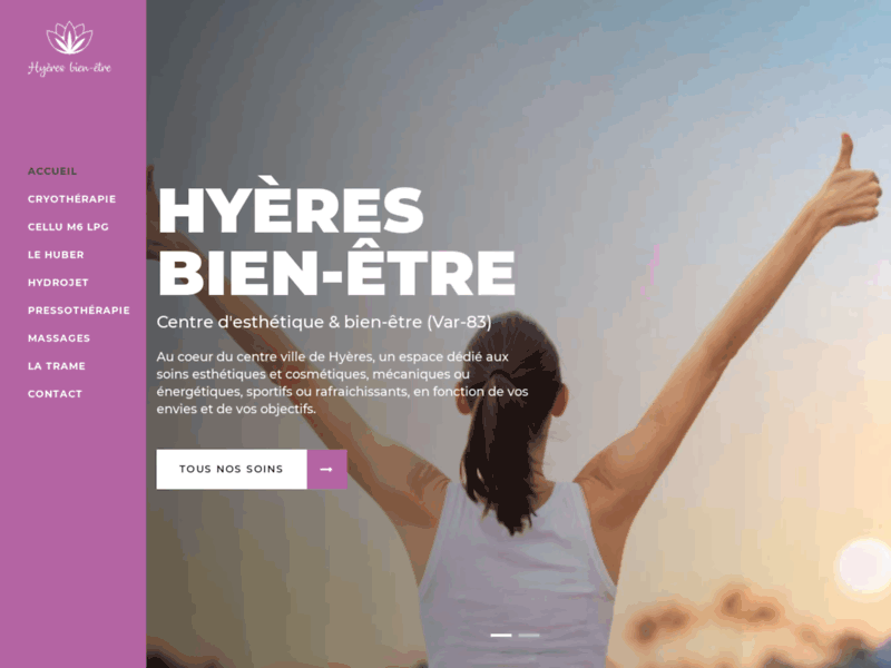 Screenshot du site : Caroline Romand : Kiné à Hyères