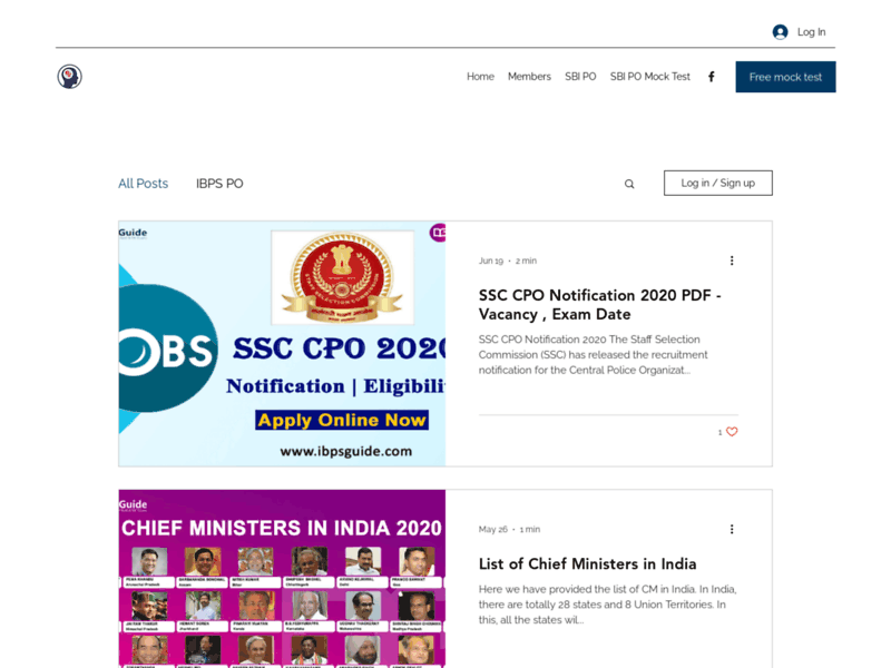 Website's screenshot : IBPS , SBI, Bank Preparation Guide