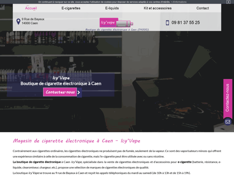 Screenshot du site : vente de cigarette electronique à caen