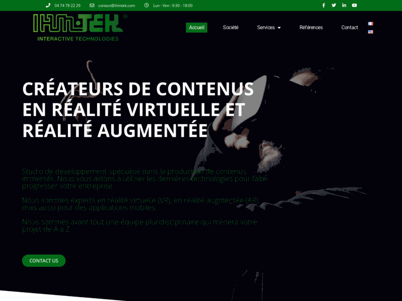 Screenshot du site : Créateurs de contenus et d'expériences VR/AR