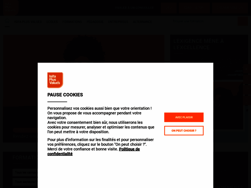 Screenshot du site : Ecole de commerce à Paris