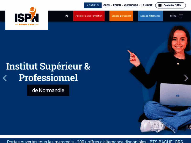 Screenshot du site : ISPN - centre de formation professionnelle à Caen