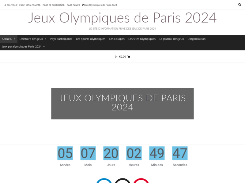 Screenshot du site : Le site d'info des jeux Olympiques de Paris 2024