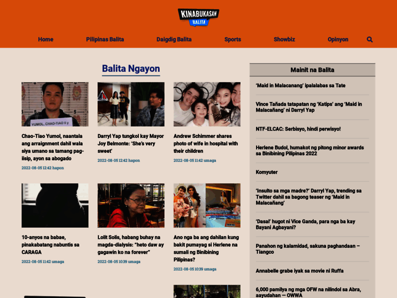 Site screenshot : Kinabukasan Balita
