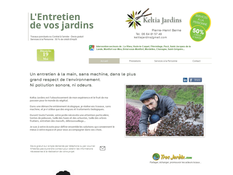 Screenshot du site : Keltia-Jardins Jardinier Paysagiste