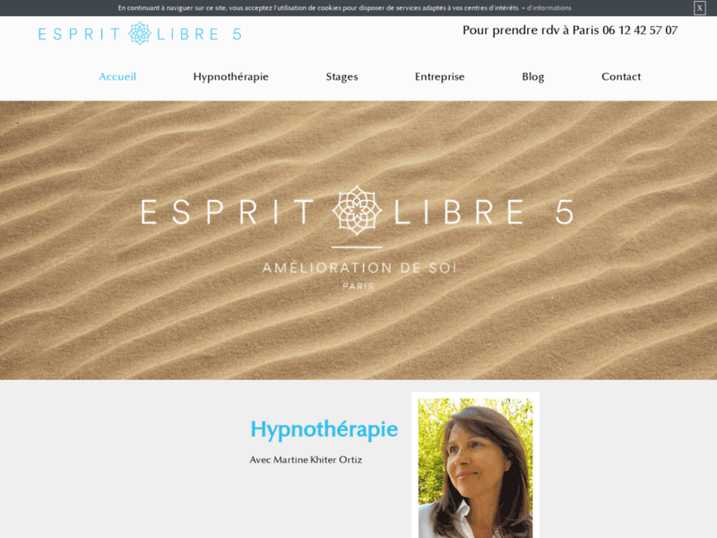 Screenshot du site : Trouver une cabinet d'hypnotherapie à Paris