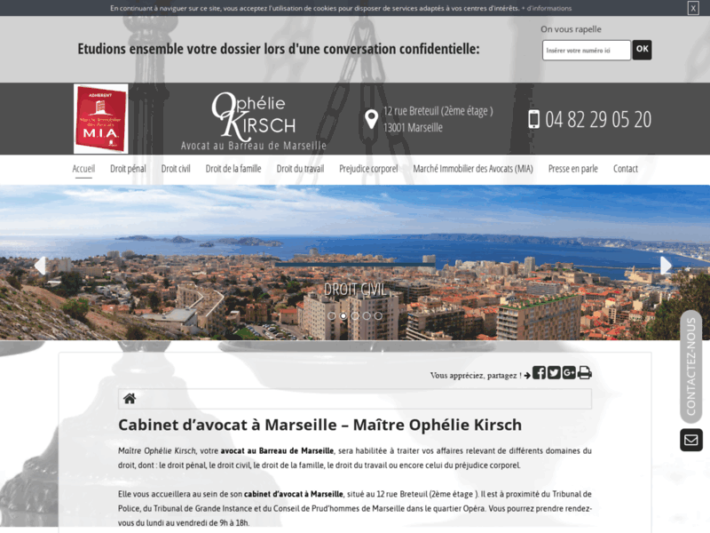 Screenshot du site : Avocat en droit pénal à Marseille