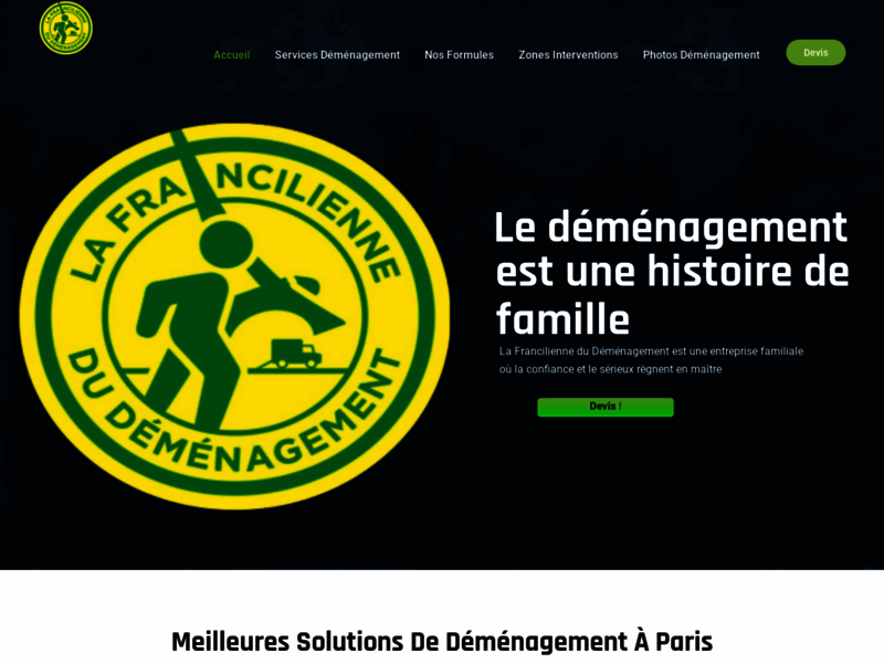 Screenshot du site : LA FRANCILIENNE DU DEMENAGEMENT