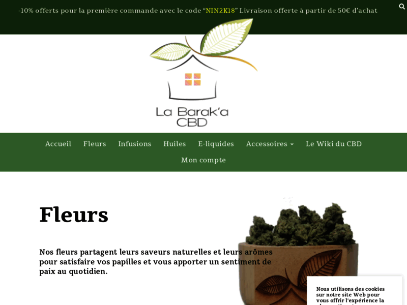 Screenshot du site : La Barak'a CBD