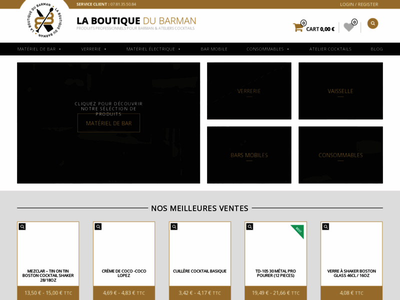 Screenshot du site : La Boutique Du Barman