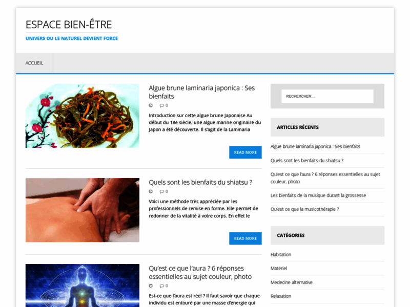 Screenshot du site : Bien-être et santé
