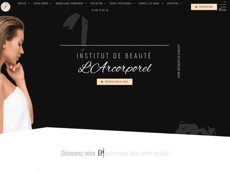 Screenshot du site : L'Arcorporel - Institut de beauté