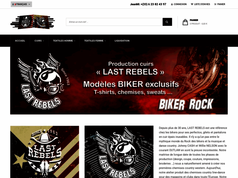 Screenshot du site : Last Rebels, boutique mode US