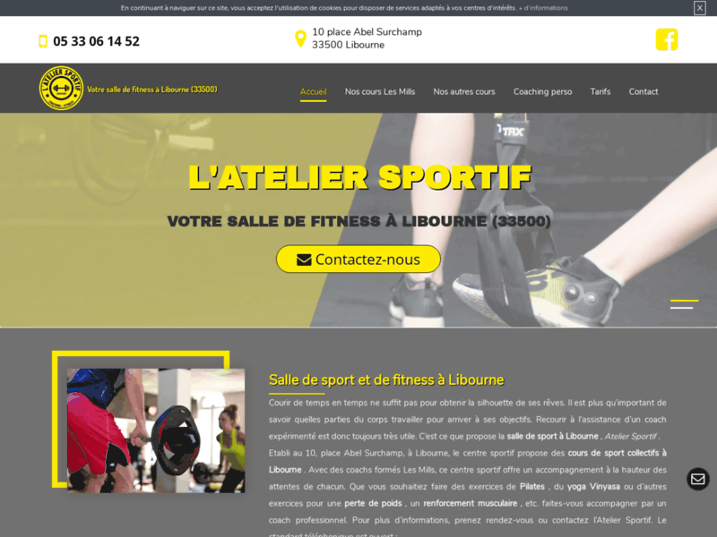 Screenshot du site : Atelier Sportif - Cours collectif à Libourne