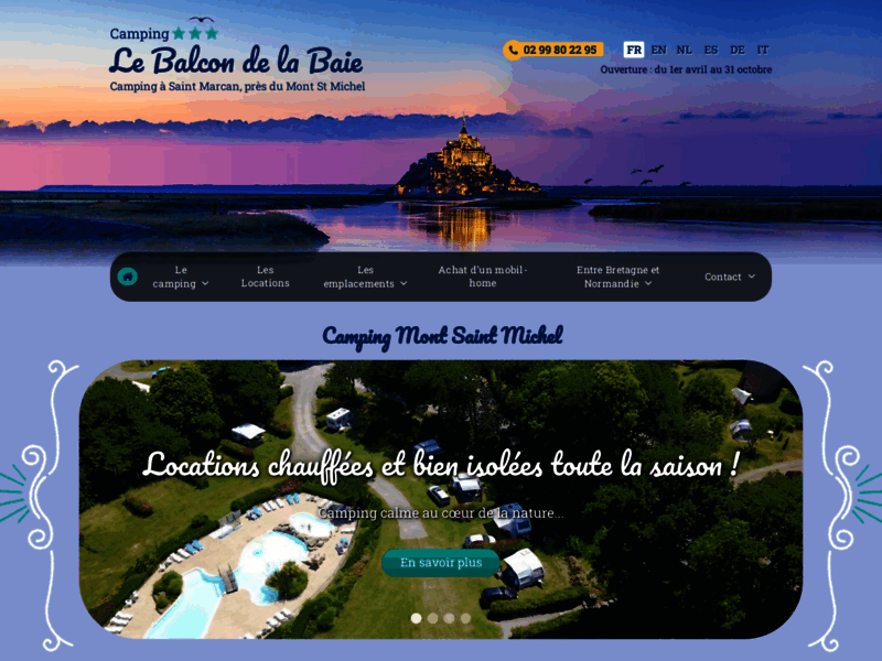 Screenshot du site : Camping le Balcon de la Baie