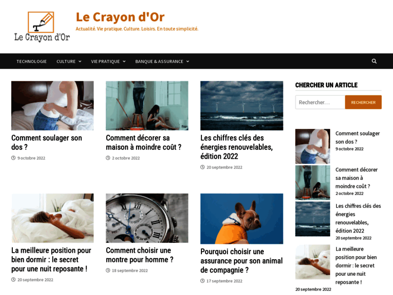 Screenshot du site : Le Crayon d'Or : Actualité et Vie Pratique